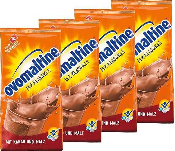 4x500g Ovomaltine Chocolate Powder - The lassic - Cocoa Drink with genuine Swiss Chocolate, Ovomaltine/Switzerland