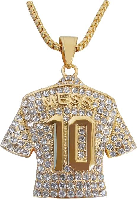 18K gold-plated | Silvery-plated Argentina 10 Soccer Jersey Number 10 Necklace | No.10 Football Star Necklace | Soccer Player Miami 10 Pendant Hip Hop Necklace for Men Women 24