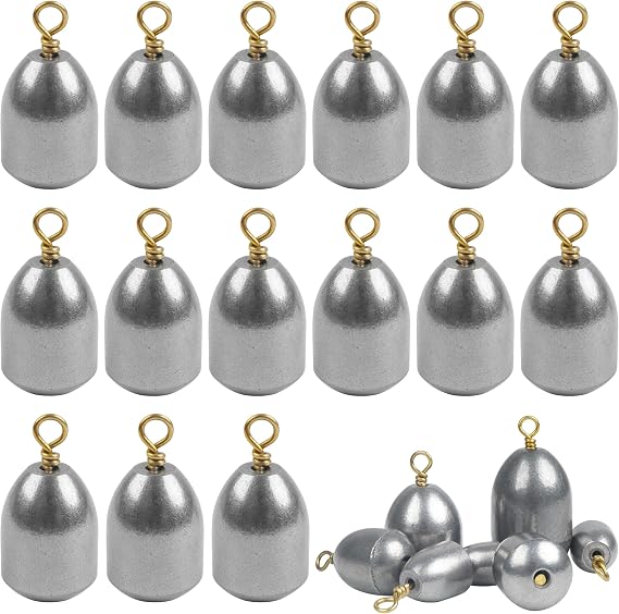 Fishing Weights Sinkers Kit,15pcs Bass Casting Sinkers Weights Bell Sinkers Iron Fishing Weights with Ring Drop Shot for Saltwater Freshwater 1/8oz-1oz