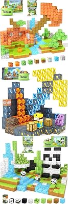 Toylogy 181PCS Magnetic Blocks for Toddlers, Combined Forest, Mine & Panda Themes - Build Magnet World Set for Boys & Girls Aged 3-8