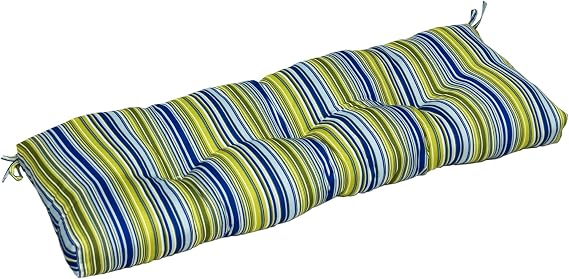 Greendale Home Fashions 44" x 17" Indoor Tufted Reversible Bench Cushion, Vivid Stripe