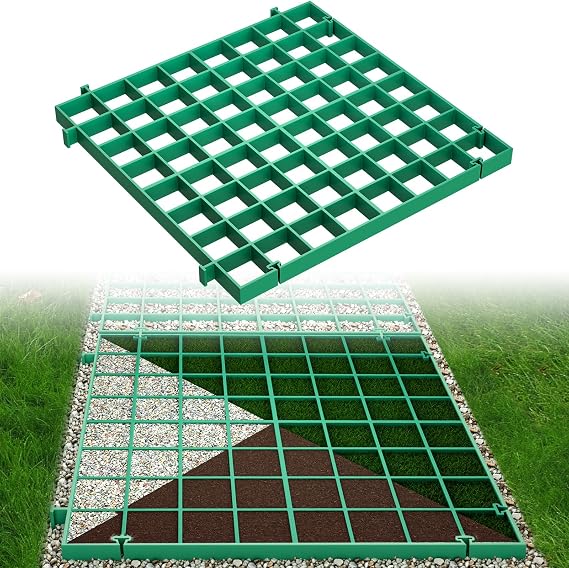 Briwooody 36 Pcs 16 x 16 Inch Permeable Pavers Gravel Grid, Green