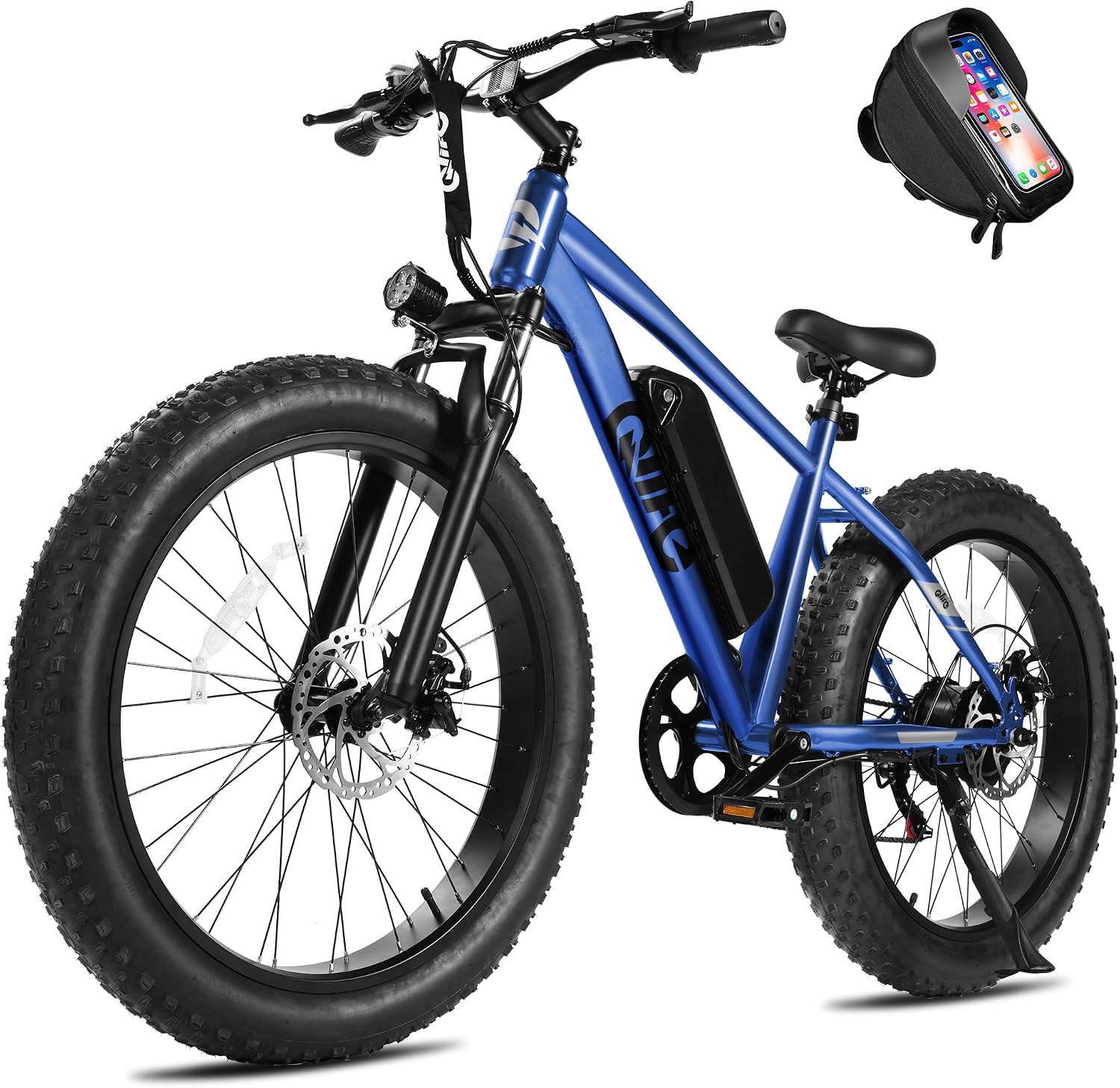 Qlife Racer Plus Adult Electric Bicycle, Peak 1200W Motor Electric Bike for Adults, Up to 28MPH 65Miles, 26 Fat Tire Electric Mountain Bike with 48V 13AH Battery, 7 Speed Front Suspension E Bike