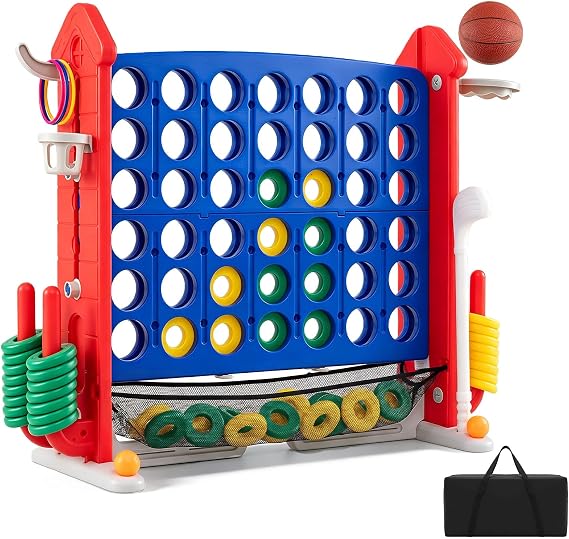 Costzon Giant 4-in-A-Row Connect Game with Adjustable Height (Red)