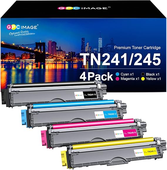 GPC Image TN241 TN245 Toner Cartridges, 4 Pack | Compatible for Brother TN241/TN245 TN-241 TN-245 Toner Cartridges for HL-3140CW DCP-9020CDW DCP-9015CDW HL-3150CDW HL-3170CW