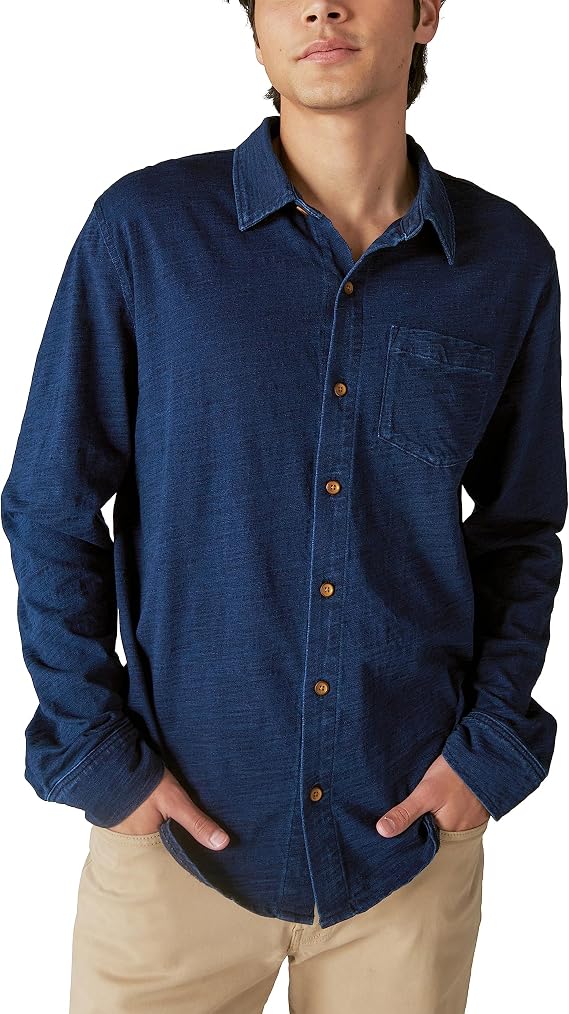Lucky Brand Men's Lucky Brand Men's Indigo Knit Button Down Shirt