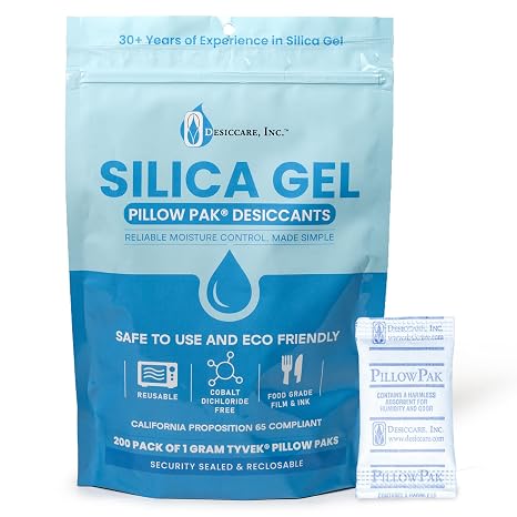 Pillow Pak Silica Gel Packets, 1g - Desiccant Packs (Pack of 200)