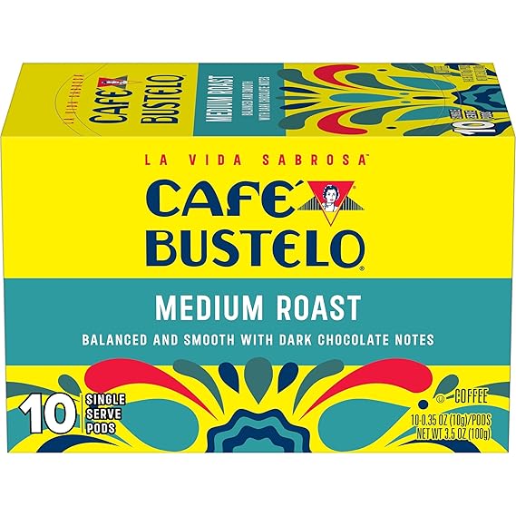 Cafe Bustelo Medium Roast, Single Serve Coffee Pods, 10 Count (Pack of 1)