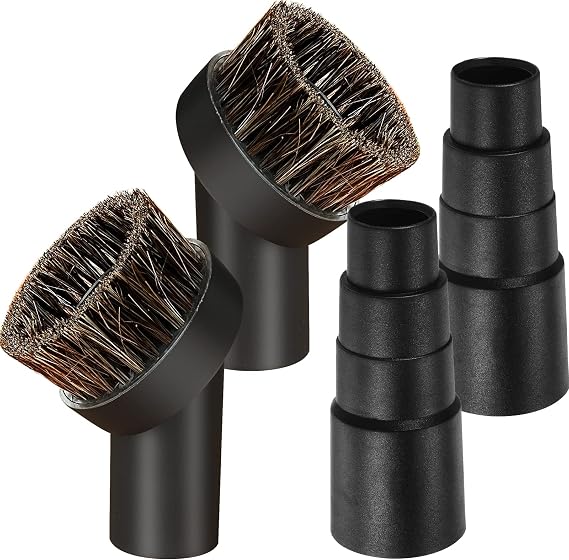 Horse Hair Vacuum Attachment Brush Round Dust Brush With Hose Adapter, 32mm/1.25inch, Brass, 2 Pack