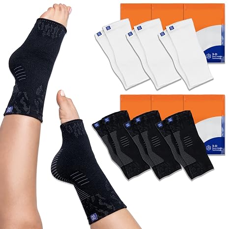 NanoSocks Compression Socks 6 Pack Bundle - Toeless (Small, 3 Pair Black + 3 Pair White)