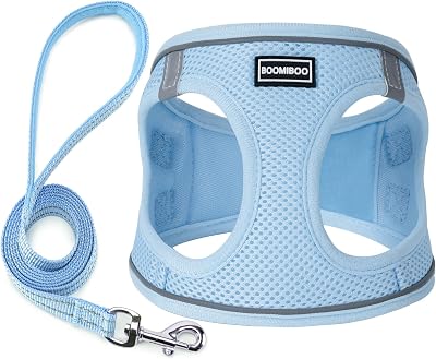 Dog Harness with Leash Set, No Pull Adjustable Reflective Step-in Puppy Pet Vest Harnesses for Small Medium Large Dogs and Cats,Sky Blue XS