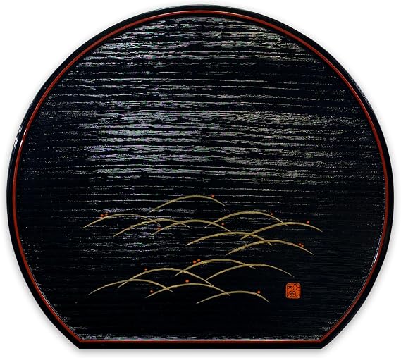 TATSU-CRAFT Kishu Painting, Half-Moon Bon, 14.2 inches 36 cm, Perch Grass New Year, Half Moon Bon, Tray, Orbon, Stylish, Plastic, Large, Japanese Style, Tray, Kitchen Placemat, Commercial Use, Cafes, Restaurants, Inns, Restaurants, Hotels, Made in Japan