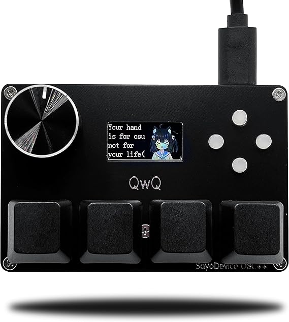 BTXETUEL SayoDevice O3C++ OSU Keyboard Rapid Trigger Hall Switches Magnetic Linear Switches Keyboard with Knob and Screen,Copy Paste,Shotcut,Macro Hotswap Mini Keypad (Black)