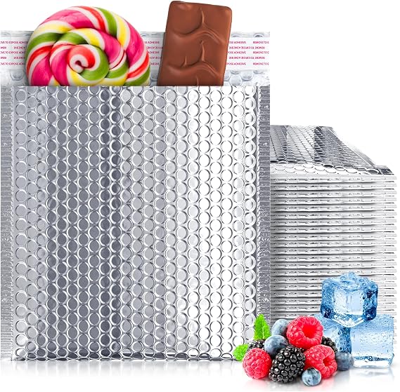ABC PACK & SUPPLY Thermal Bubble Mailer, 6 x 6 Inch Metallic Foil Insulated Envelopes, 25 Pack Self Seal Waterproof Shipping Mailers for Cold Shipping Food, Cosmetics & Perishables