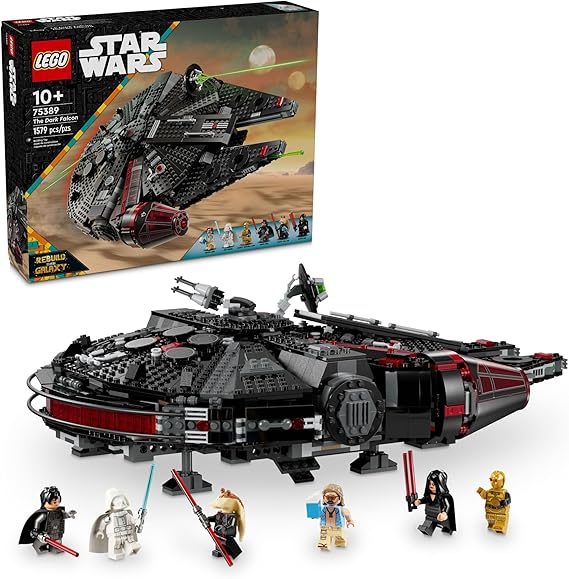 Lego Star Wars Dark Falcon Buildable Starship, Star Wars Toy Vehicles Set for Boys and Girls, Collectible Millennium Falcon Toy with 6 Star Wars Minifigures, Birthday Gifts for Kids and Fans, 75389