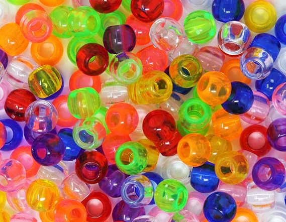 160PC 12x15 mm Premium Pony Beads - Bracelet Cool Beads, Hair Braids, Kids Crafts, Plastic, Clear Mix