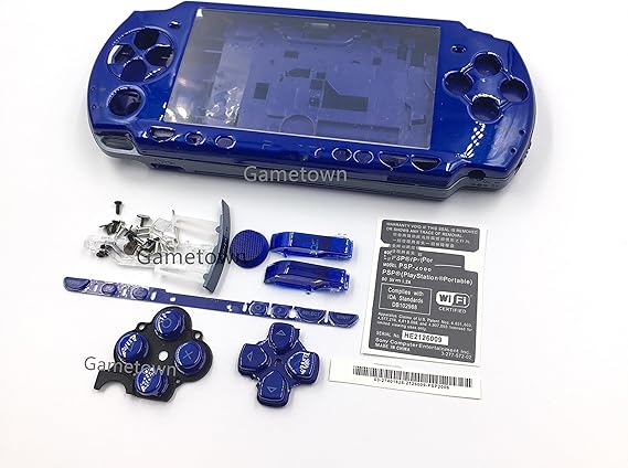 NEW Replacement PSP 2000 Console Full Housing Shell Cover Case with Buttons Screws Set -Blue.
