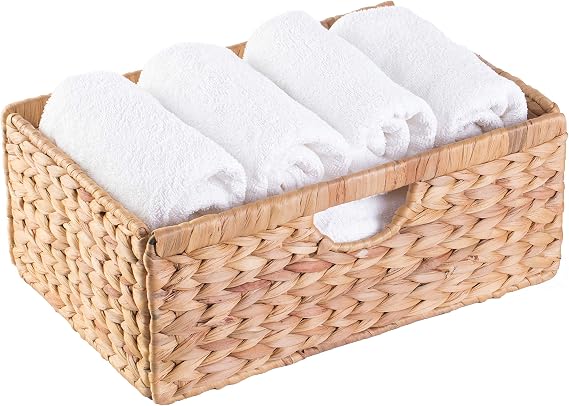 Vintiquewise Foldable Natural Water Hyacinth Storage Bin, Small