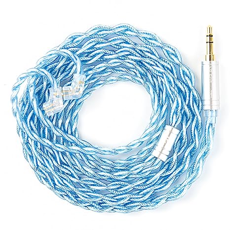 keephifi KBEAR 7030 .75 2 Pin IEM Cable, Headphone Cable Extension 3.5MM, Blue Braided 4-Strand Earbuds Cable for KZ ZS10 PRO/ZAR/ZAS/ZS12 PRO X/EDX PRO/Castor/DQS, CCA C12/ C10 Pro, Sigmot EM6L