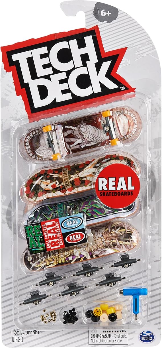 TECH DECK Real Skateboards Ultra DLX Customizable Fingerboards 4-Pack | Customize 4 Boards, Stickers & Grip Tape, Authentic Details, Fidget Skateboard Toy Gifts for Kids & Collectors Ages 6+