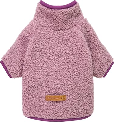 Fitwarm Sherpa Dog Sweater, Thermal Dog Clothes for Small Dogs Girl, Pet Winter Coat, Cat Outfit, Purple, XXL