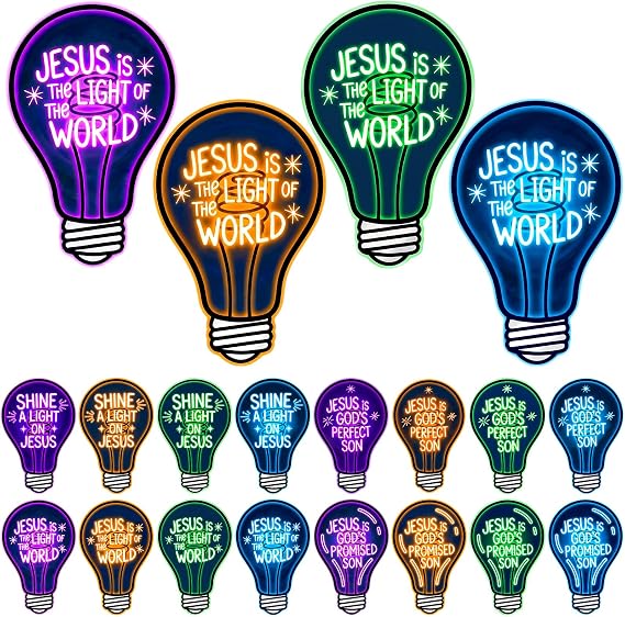 Sabary 16 Pcs VBS Jesus Light Bulb Cutouts 2026 Illumination Decor