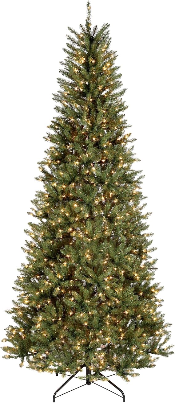 National Tree Company 9ft Pre-Lit Dunhill Fir Artificial Christmas Tree | 800 Clear Lights, 2,100 Tips, Includes Stand, Green