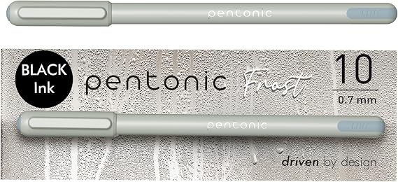 Pentonic Frost Ballpoint Pens, 0.7 mm, Gray Pens, Black Ink Pens, 10 Count