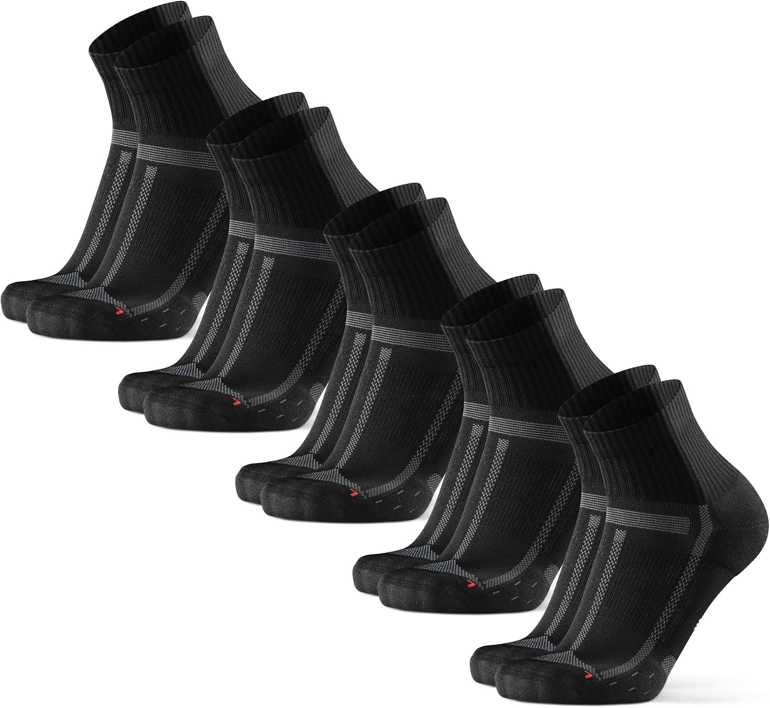 DANISH ENDURANCE Performance Running Socks for Long Distances, Cushioned Quarter Length Sports Socks, Anti-Blister & Sweat Wicking, for Men & Women, Unisex, 3 or 5 Pack