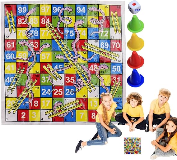 Snakes and Ladders Board Game, Lightweight Fun Portable Chess Games, Folding Chess Toy, Chutes and Ladders Board Game, for Family, Kids, Adults, Group Entertainment