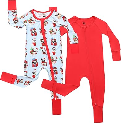 Bamboo Viscose Baby Pajamas 2 Way Zip for Diaper Change 0 to 24 Month Soft Stretchy Sleeper 2 Pack