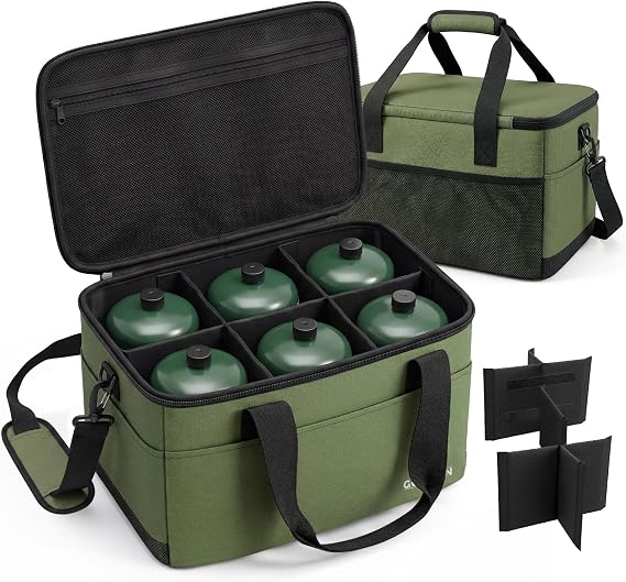 Propane Tank Storage Bag, Holds 6 Refillable 1lb Propane Tanks for Camping