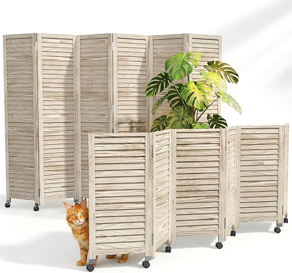 Amsleekey 67" H 6 Panel Wood Room Divider