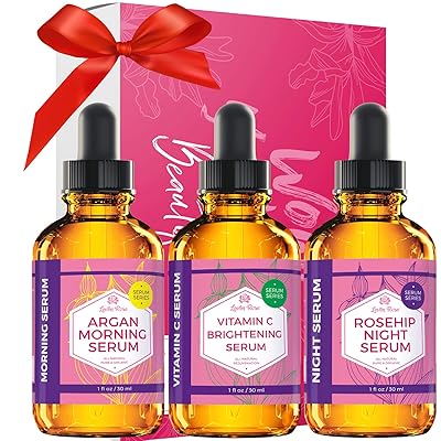 Daily Essentials Rejuvenation Serum Set with Vitamin C Brightening, Rosehip Night and Argan Morning Serum