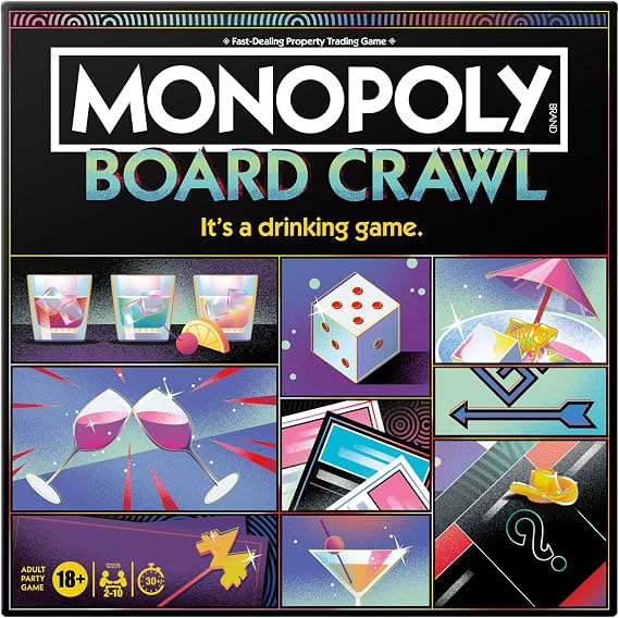 Monopoly Board Crawl Party Game, Official Monopoly Drinking Game for Adults Ages 18+ English Version