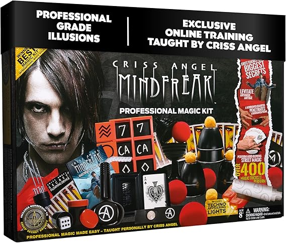 Criss Angel MINDFREAK Professional Magic Kit 400+ Magic Tricks Easy-to-Learn Tricks, Gift for Kids, Teens & Adults, Intermediate Kit