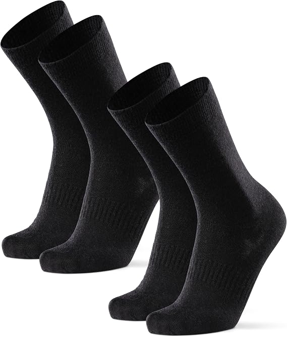 DANISH ENDURANCE Hiking Liner Socks, 2 & 4-Pack, Black, Large | Merino Wool Liner Socks, Moisture Wicking & Odour Reducing, Flat Seam Fit for Blister Free Hiking, Unisex