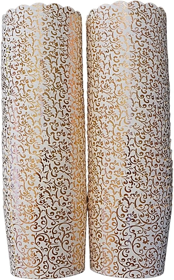 50-Pack Paper Baking Cups, Greaseproof Disposable Cupcake Muffin Liners (Large, Rose Gold Scroll)