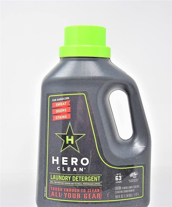 Hero Clean Liquid Laundry Detergent 5 in 1 Sport + Everyday with World-Class Odor Control, Advanced 7 Enzyme System for Stains. Juniper Scent (50 Oz)