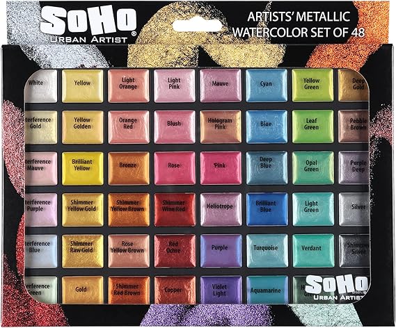 Soho Urban Artist Metallic Watercolors Set w/48 Colors