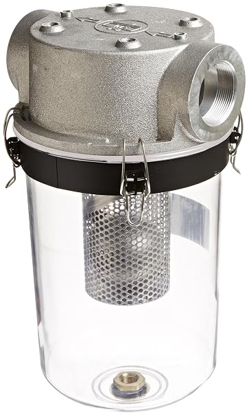 Solberg STS-200CTM Inlet See Through Liquid Separator Vacuum Pump Air Filter, 2" FPT Inlet/Outlet, 16-1/4" Height, 9" Diameter, 175 SCFM, Made in the USA