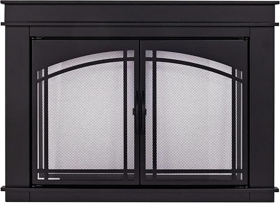 Pleasant Hearth Fenwick Large Black Fireplace Screen