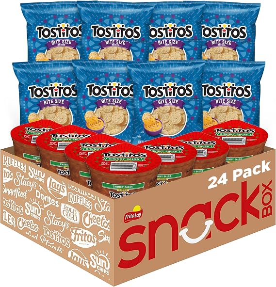 Frito Lay Tostitos Bitesize Round Chips and Salsa Dip Cups - Pack of 24