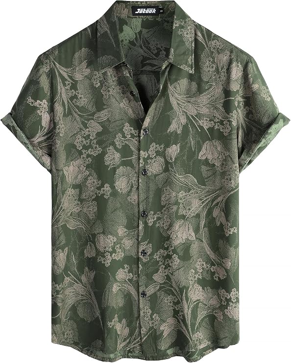 JOTOOK Mens Hawaiian Shirt Short Sleeve Button Down Summer Beach Shirts