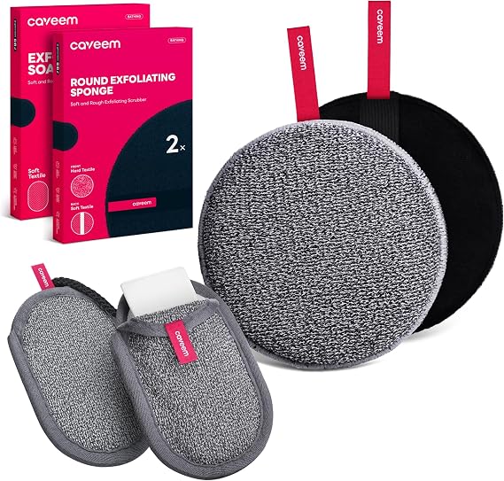 Exfoliating Body Scrubber (2 Pack) & Soft Soap Bag (2 Pack) – Deep and Gentle