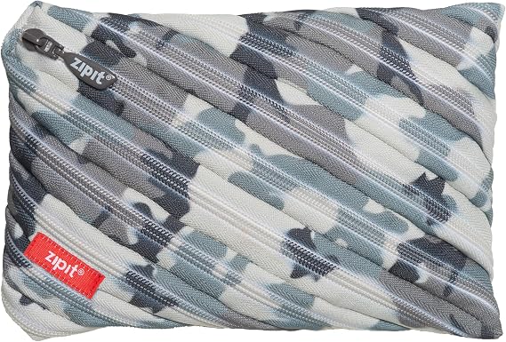 ZIPIT Camo Large Pencil Case for Boys, Zipper Pencil Pouch for Kids,Grey