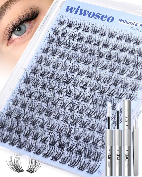 Natural Lash Clusters Kit Eyelash Clusters Wispy C Curl 8-16mm, 144 pcs