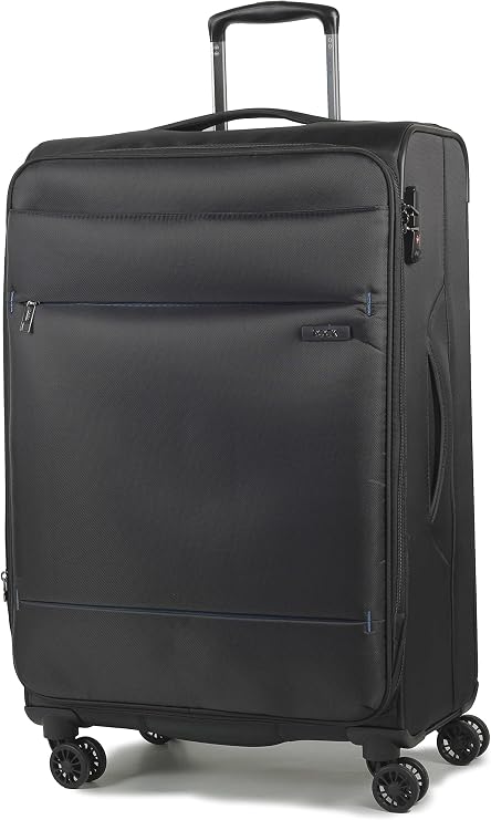 Rock 72cm Deluxe-Lite Super Lightweight Expanding 8 Wheel Spinner Luggage Black Medium