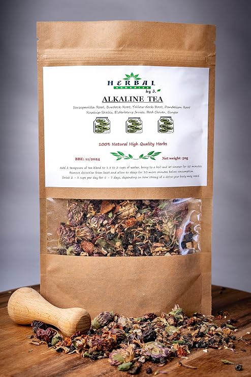 Alkaline Tea Detox Complex Herbal Tea 50g Sarsaparilla Burdock Dandelion PH BALANCE Herbal Remedies by J.