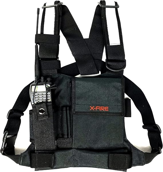 X-FIRE Single Radio Chest Rig Harness w/Tool Pockets and 3m Reflective. NOT made in CHINA.